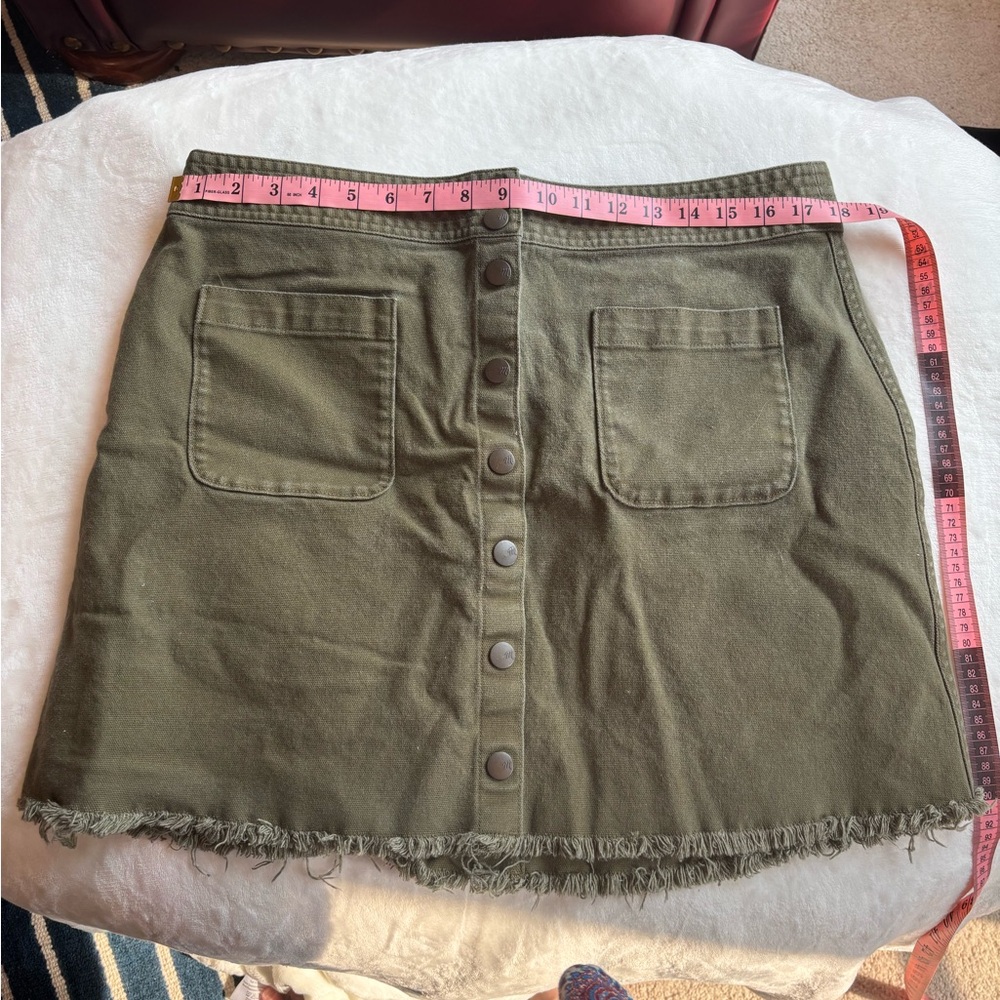 Madewell Army Green Khaki Button-Front Skirt Size 16